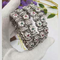Pooja Bangles Vintage Oxidised Plated Pota Stone Bangles Set