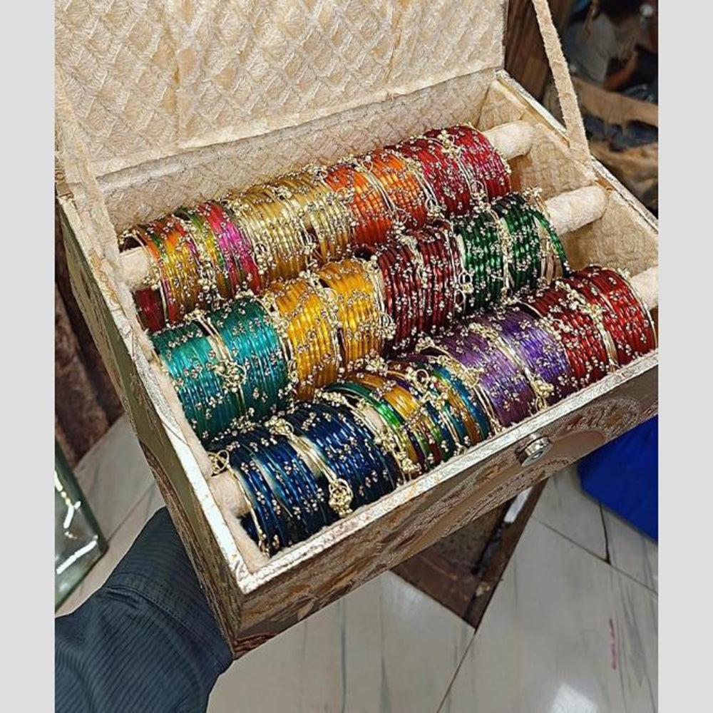 Pooja Bangles Austrian Stone Kashmiri Glass Trendy Bangles Set