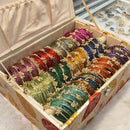 Pooja Bangles Rain Drop Multi Color Kashmiri Glass Trendy Bangles Set