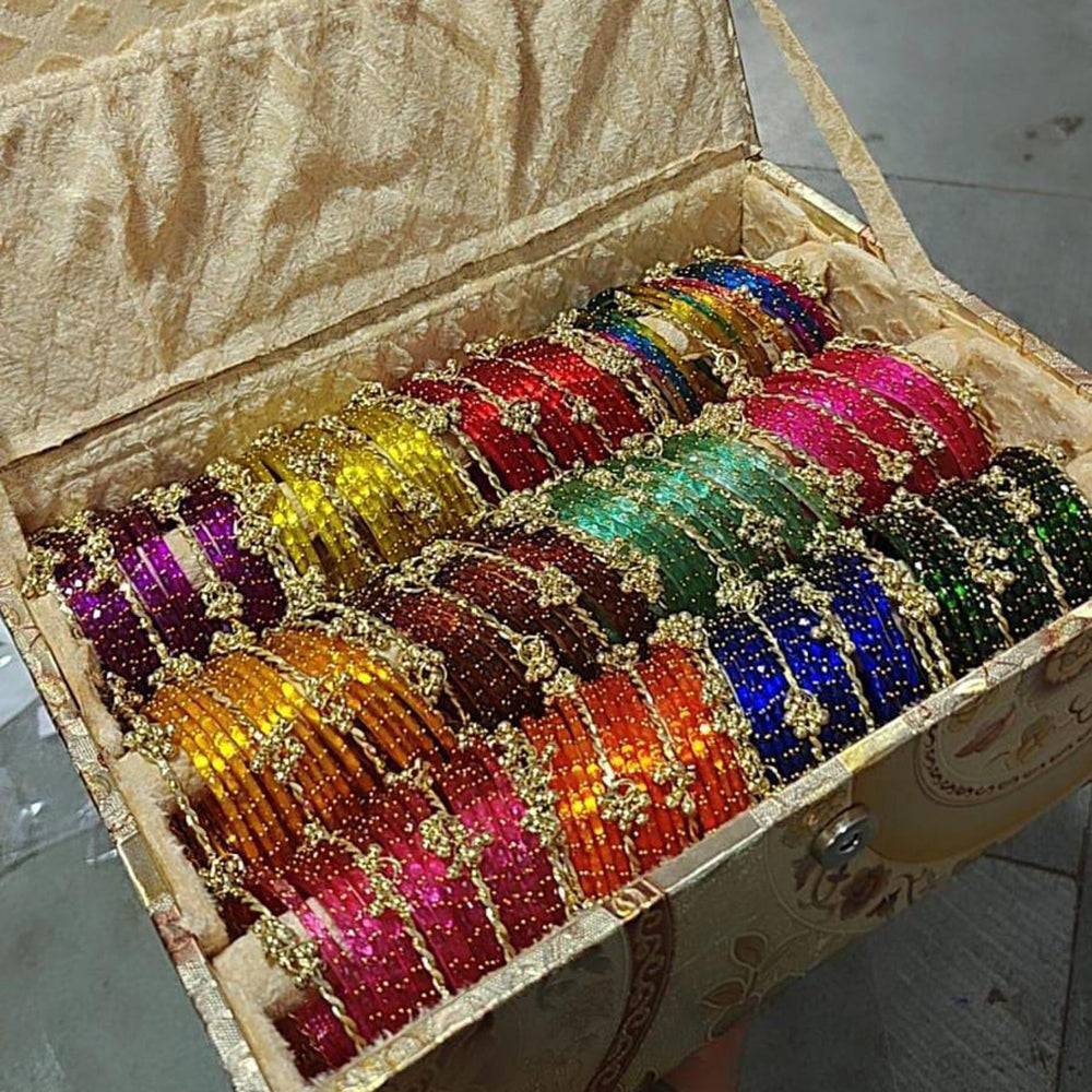 Pooja Bangles Multi Color Raindrop Kashmiri Bangles Set Without Box 