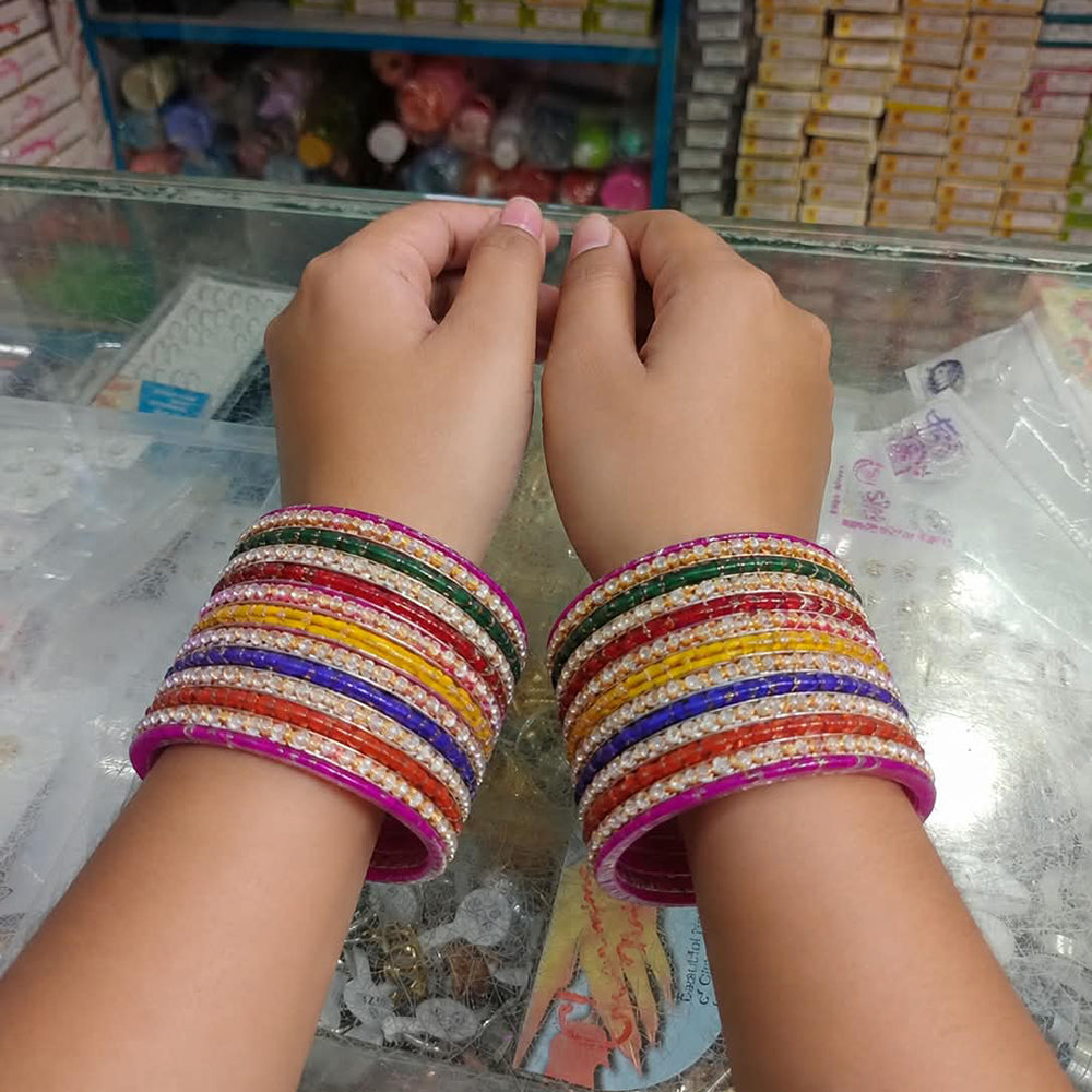 Pooja Bangles Multi-Color Glass Wedding Wear Bangles Set