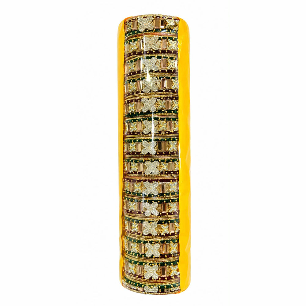 Pooja Bangles Premium Pota Stone And Pearl Bangles Set