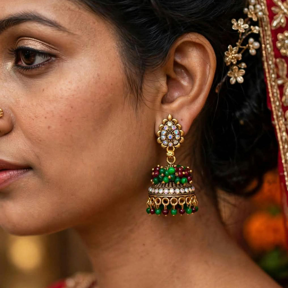 Pooja Bangles Premium Austrian Stone Jhumki Earrings for Women