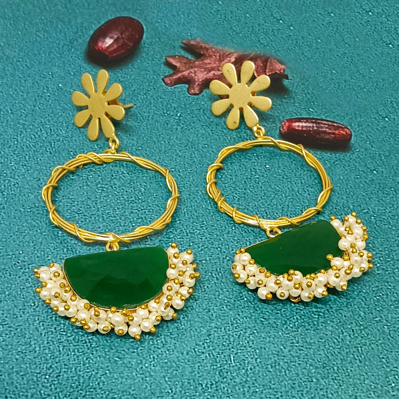 Bhavi Jewels Gold Plated Pearls Dangler Earrings