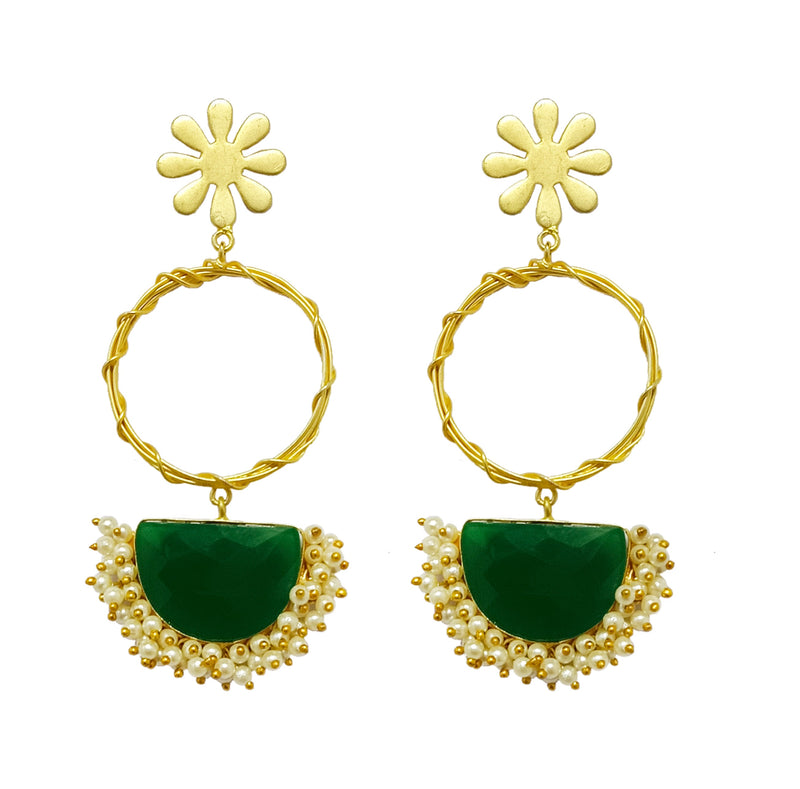 Darshana Jewels Gold Plated Pearls Dangler Earrings