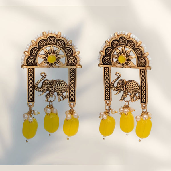 Wearhouse Fashion Gold Plated Elephant Dangler Earrings