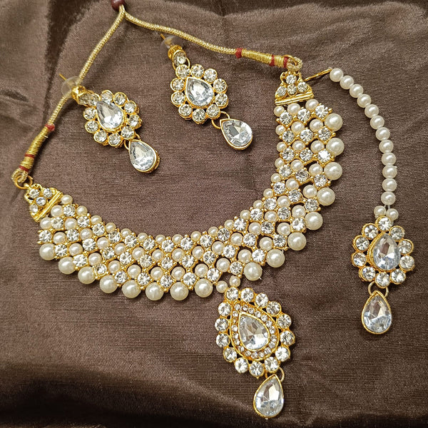 Hira Collections Gold Plated Austrian Stone Necklace Set