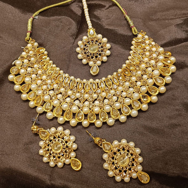 Hira Collections Gold Plated Austrian Stone Necklace Set