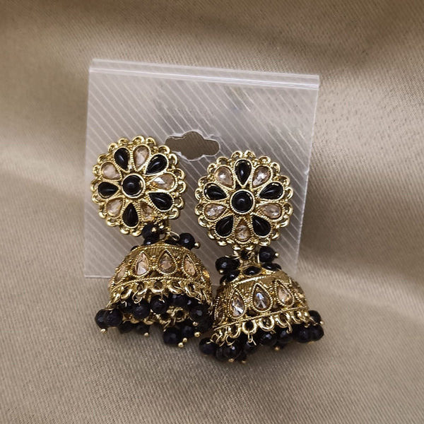 Hira Collection Gold Plated Crystal Stone Jhumki Earrings