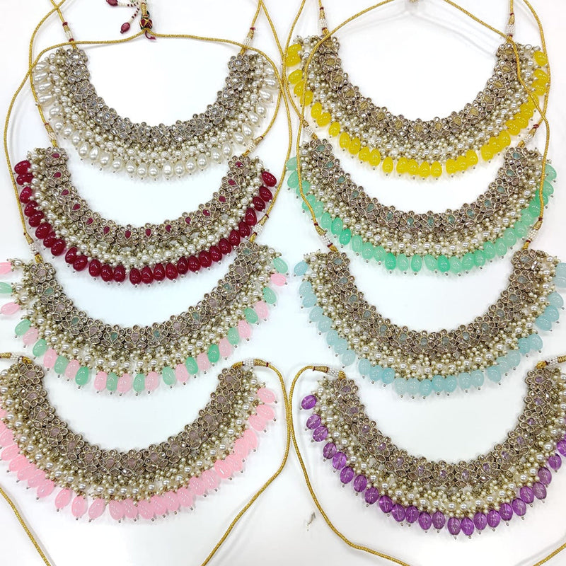 Hira Collections Gold Plated Crystal Stone Necklace Set