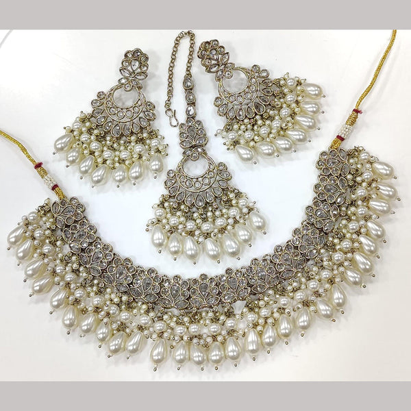 Hira Collections Gold Plated Crystal Stone Necklace Set