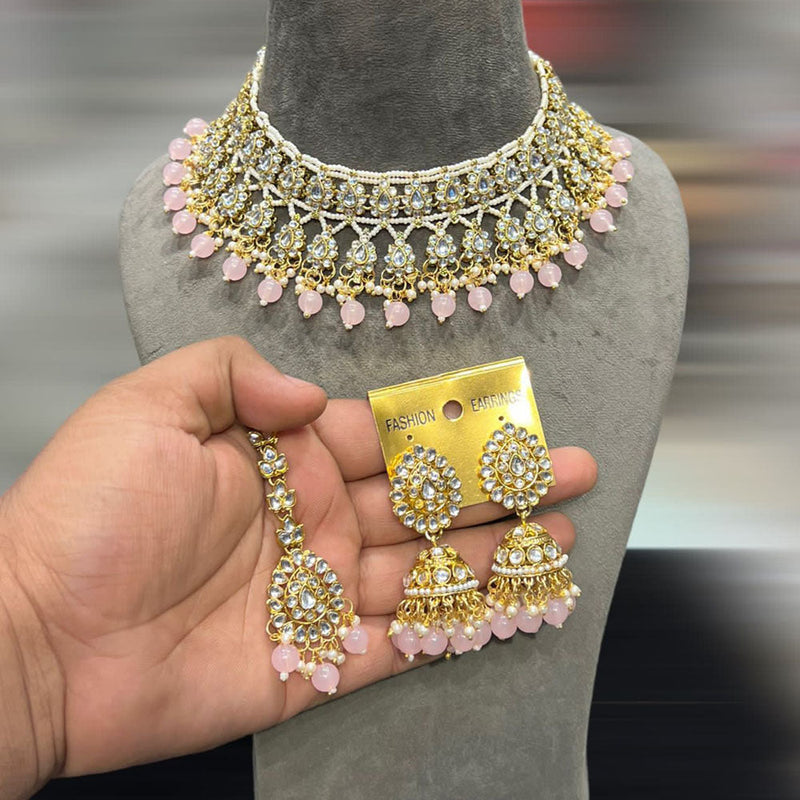 Hira Collection Gold Plated Kundan Stone And Pearls Necklace Set