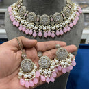 Hira Collections Gold Plated Austrian Stone And Pearls Choker Necklace Set