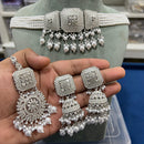 Hira Collections Silver Plated Crystal Stone Choker Necklace Set