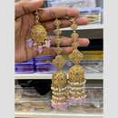Hira Collections Gold Plated Pearl Jhumki Earrings With Maangtikka