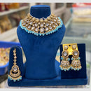 Hira Collections Gold Plated Kundan Stone And Pearls Choker Necklace Set