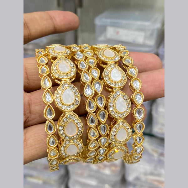 Hira Collections Gold Plated Kundan Stone And Austrian Stone Bangles Set