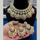 Hira Collections Gold Plated Kundan Stone And Pearls Choker Necklace Set