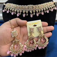 Hira Collections Gold Plated Crystal Stone And Pearls Necklace Set