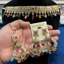 Hira Collections Gold Plated Crystal Stone And Pearls Necklace Set