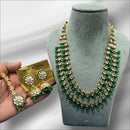 Hira Collections Gold Plated Kundan Stone And Beads Meenakari Necklace Set