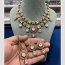 Hira Collections Gold Plated Kundan Stone Necklace Set