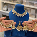 Hira Collections Gold Plated Crystal Stone And Beads Choker Necklace Set