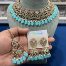 Hira Collections Gold Plated Crystal Stone And Beads Necklace Set