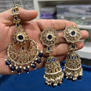 Hira Collections Gold Plated Crystal Stone And Pearls Jhumki Earrings With Maangtikka