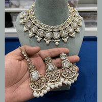 Hira Collections Gold Plated Kundan Stone And Beads Necklace Set
