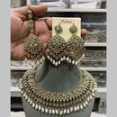 Hira Collections Gold Plated Crystal Stone And Beads Necklace Set
