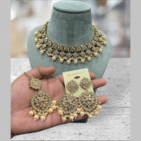 Hira Collections Gold Plated Crystal Stone And Beads Necklace Set