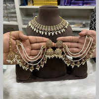 Hira Collections Gold Plated Crystal Stone And Beads Necklace Set