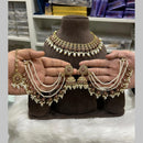 Hira Collections Gold Plated Crystal Stone And Beads Necklace Set