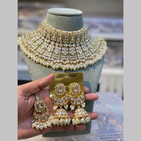 Hira Collections Gold Plated Kundan Stone And Beads Choker Necklace Set