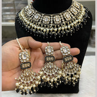 Hira Collection Gold Plated Kundan Stone And Beads Necklace Set