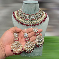 Hira Collection Gold Plated Kundan Stone And Beads Necklace Set