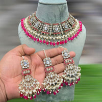 Hira Collection Gold Plated Kundan Stone And Beads Necklace Set