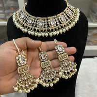 Hira Collection Gold Plated Kundan Stone And Beads Necklace Set