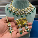 Hira Collection Gold Plated Kundan Stone And Beads Necklace Set