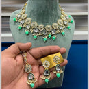 Hira Collection Gold Plated Kundan Stone And Beads Necklace Set