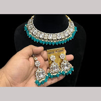 Hira Collection Gold Plated Kundan Stone And Beads Necklace Set