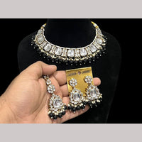 Hira Collection Gold Plated Kundan Stone And Beads Necklace Set
