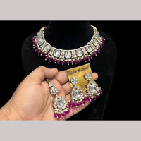 Hira Collection Gold Plated Kundan Stone And Beads Necklace Set