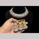 Hira Collection Gold Plated Kundan Stone And Beads Necklace Set