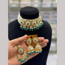 Hira Collection Gold Plated Kundan Stone And Beads Meenakari Choker Necklace Set