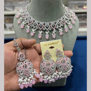 Hira Collections Silver Plated Crystal Stone And Beads Necklace Set