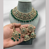 Hira Collections Gold Plated Crystal Stone And Beads Necklace Set