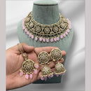 Hira Collections Gold Plated Crystal Stone And Beads Necklace Set