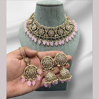 Hira Collections Gold Plated Crystal Stone And Beads Necklace Set